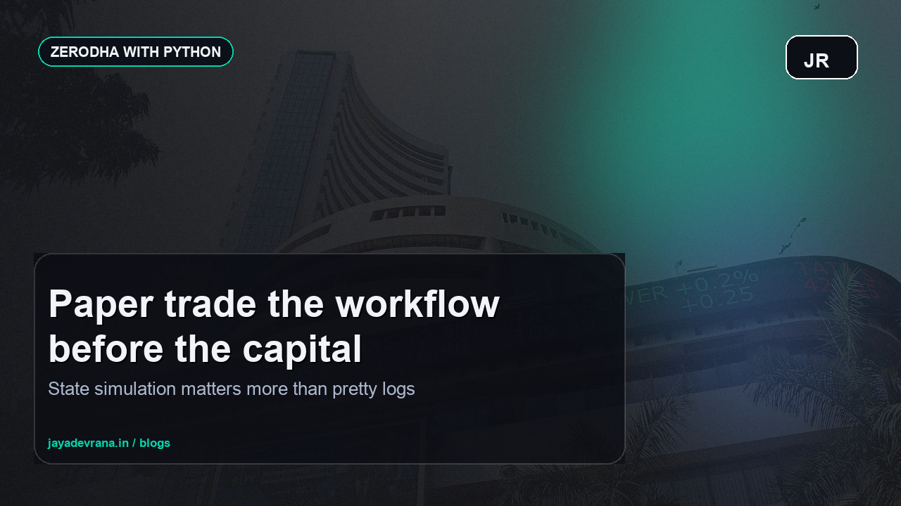 Python paper trading workflow for Zerodha concept image