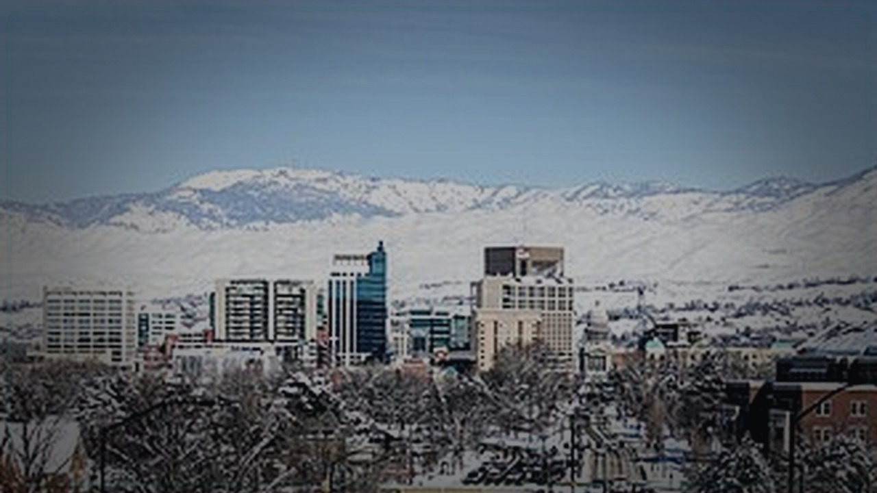 Boise skyline themed Pine Script service cover with dark market grading