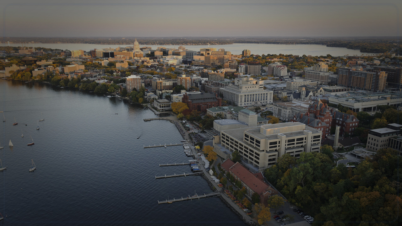 Madison skyline themed Pine Script service cover with dark market grading