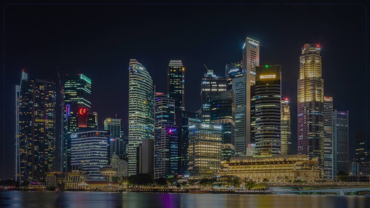 Marina Bay Singapore themed Pine Script service cover with dark market grading