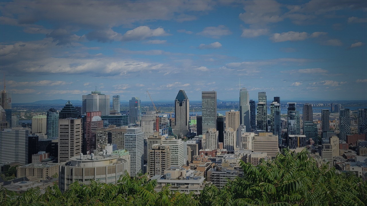 Montreal themed Pine Script strategy provider cover with dark finance visuals