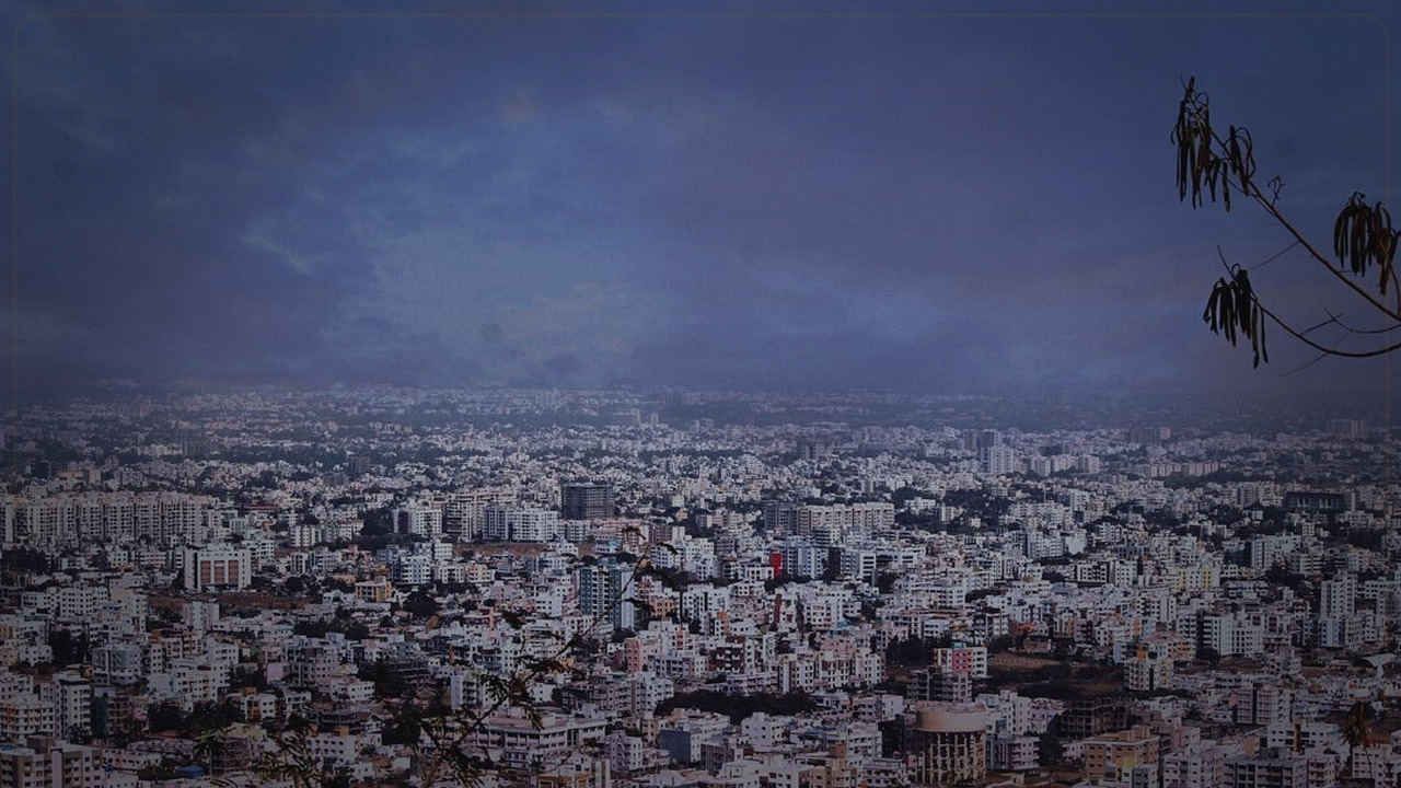 Nashik India skyline themed Pine Script service cover with dark market grading