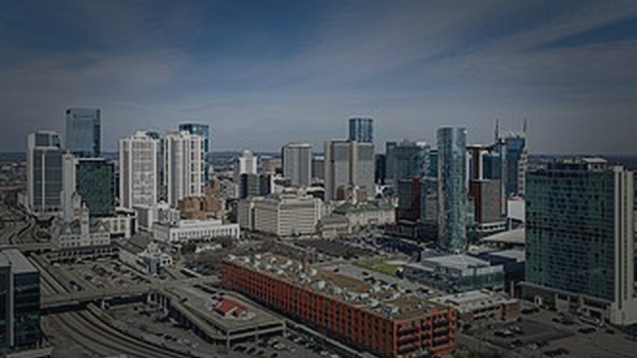 Nashville skyline themed Pine Script service cover with dark market grading