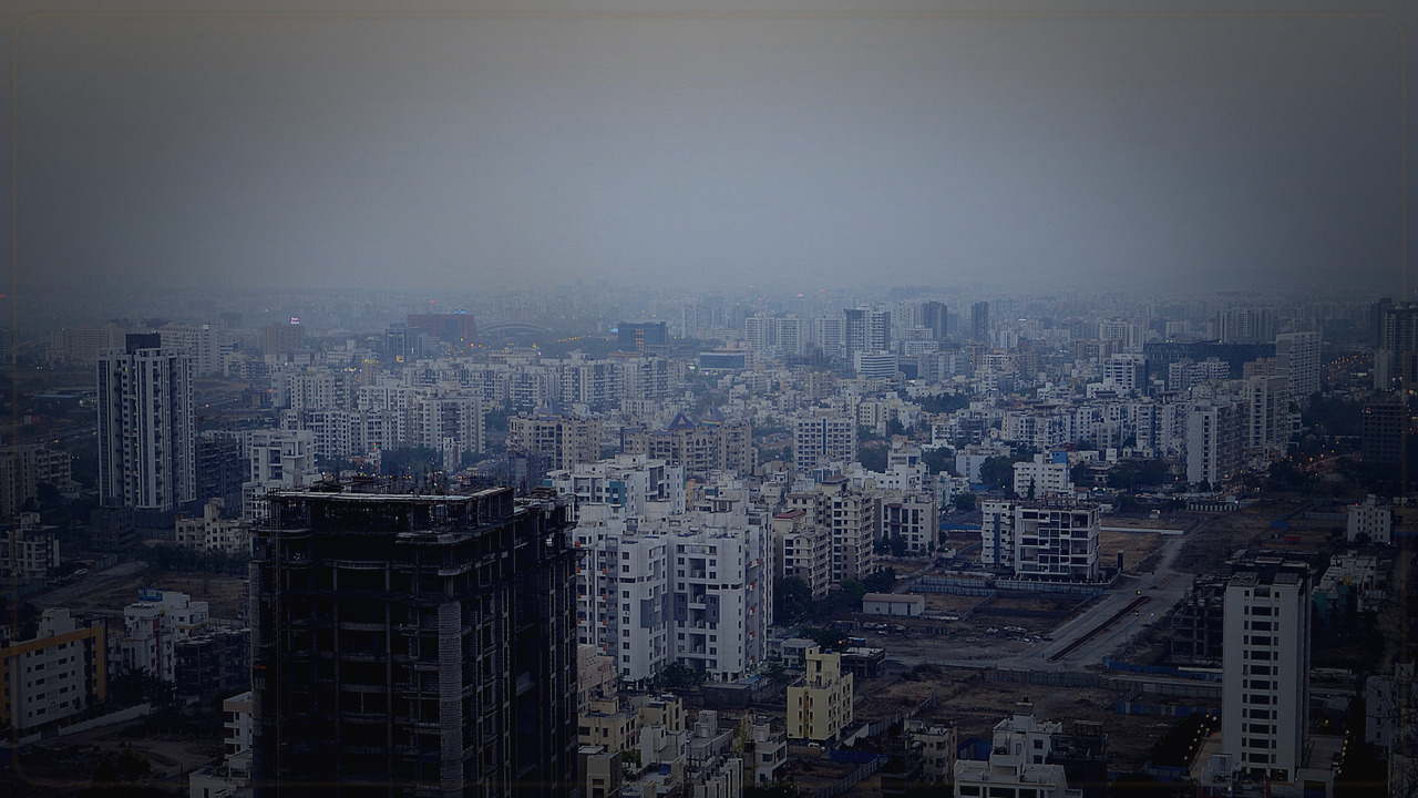 Pune-themed Pine Script service cover with dark blue and amber grading