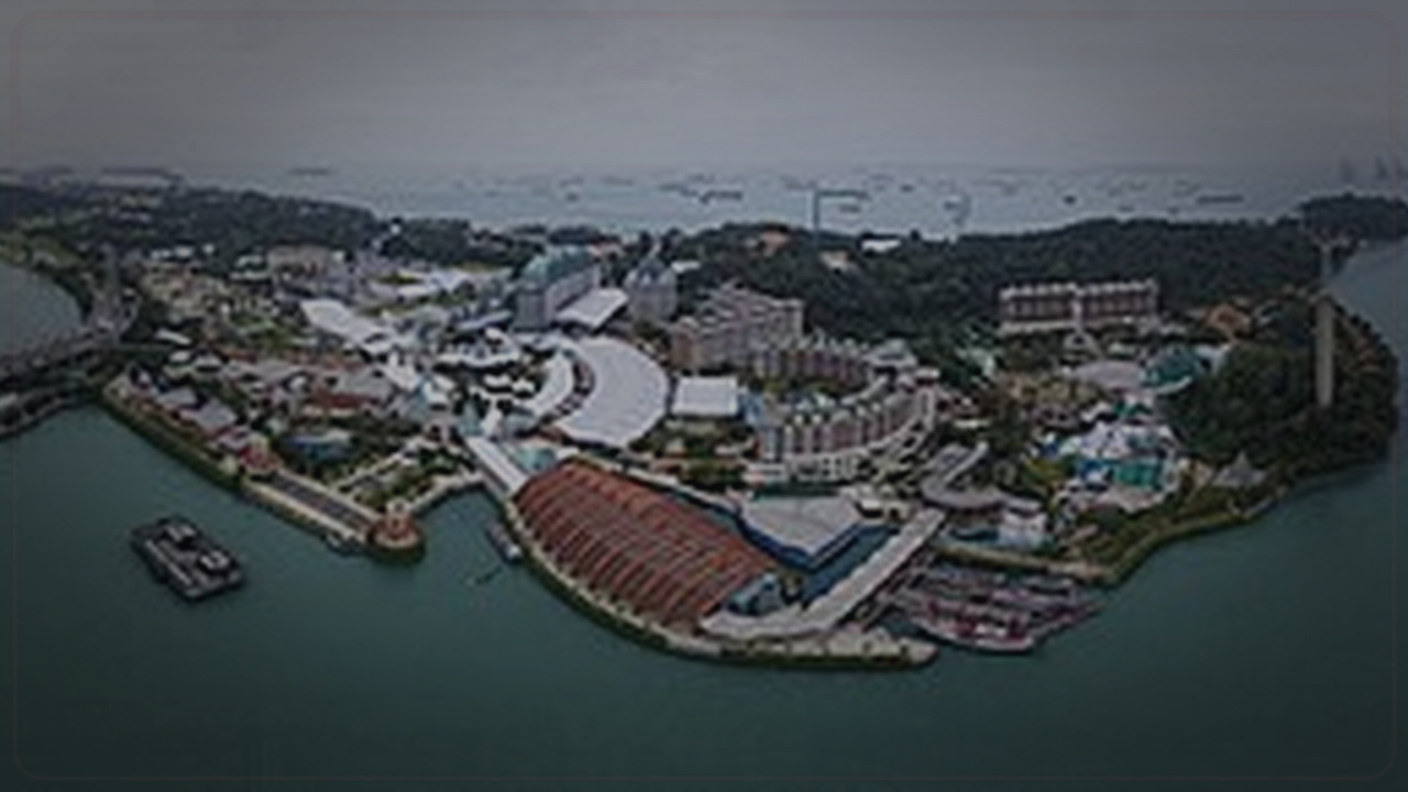 Sentosa Singapore themed Pine Script service cover with dark market grading