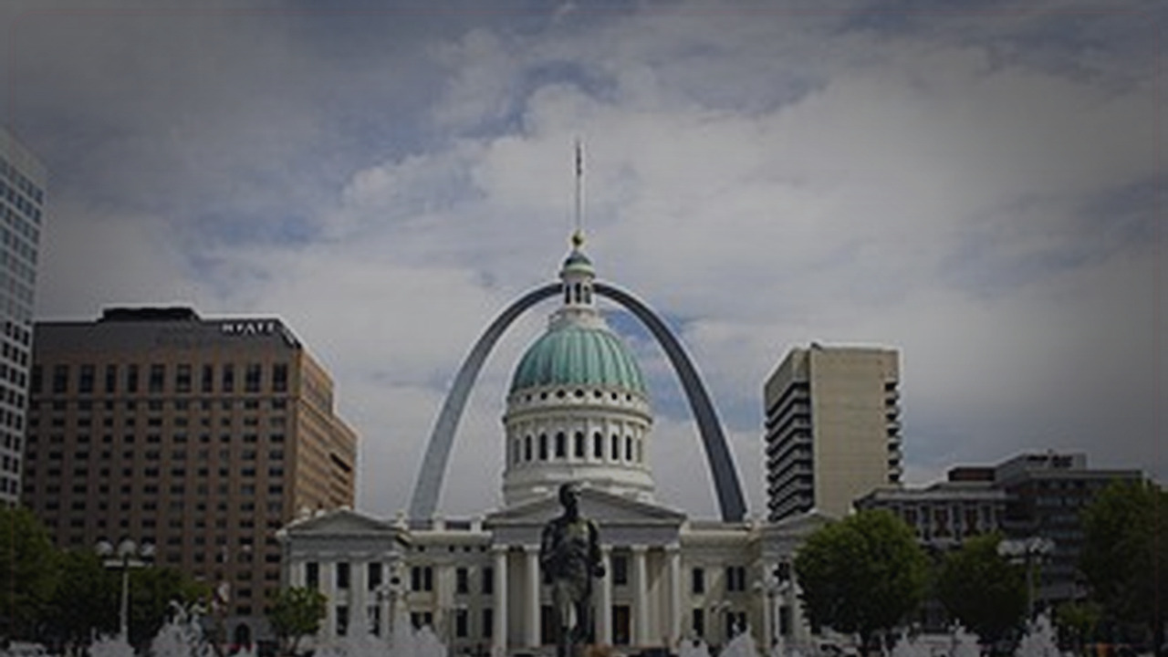 St. Louis skyline themed Pine Script service cover with dark market grading