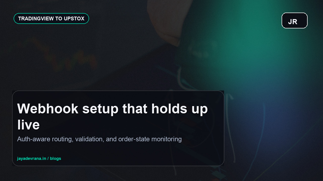 TradingView to Upstox automation interface with dark blue cinematic grading