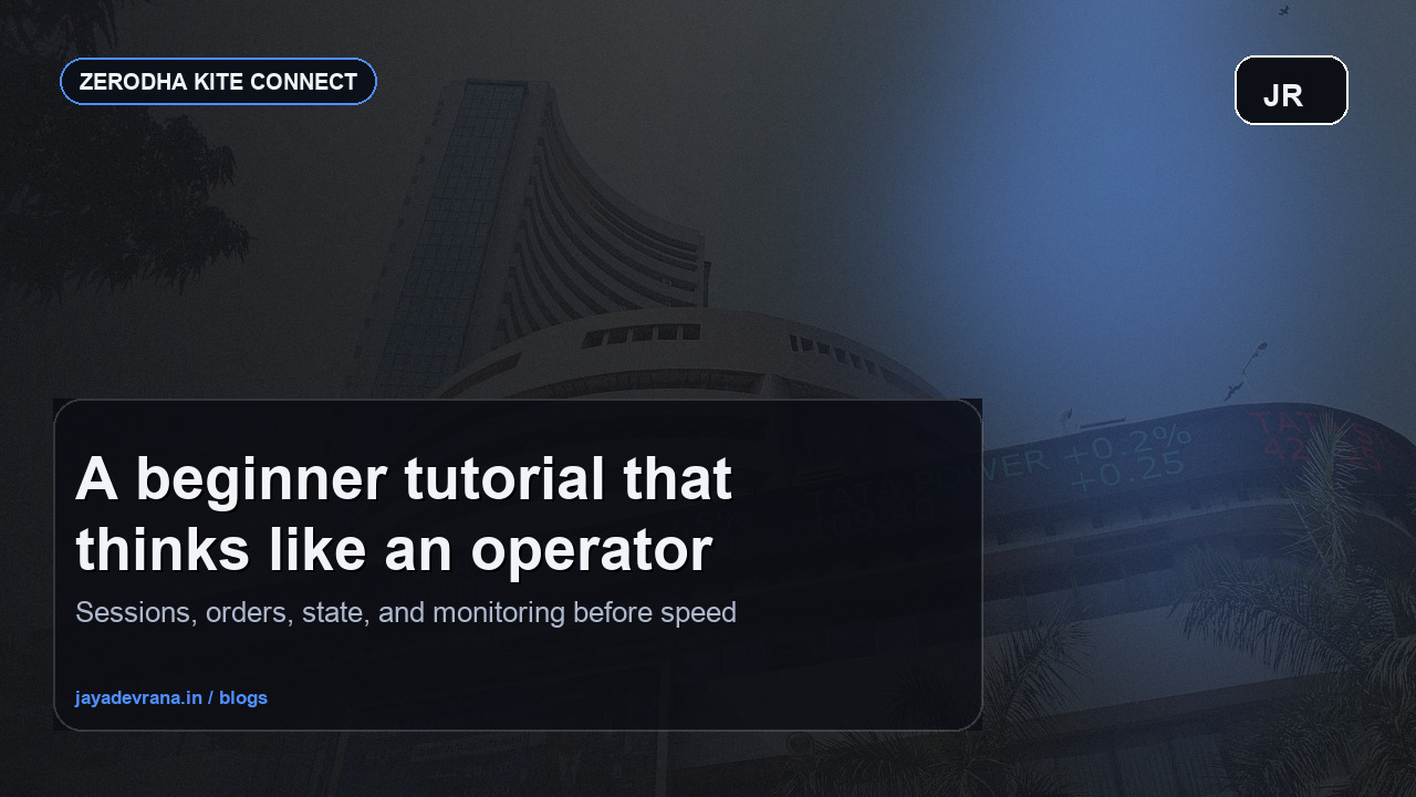 Beginner tutorial concept for Zerodha Kite Connect API
