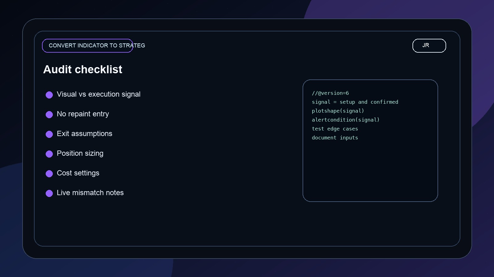 Convert Indicator to Strategy in Pine Script: Jayadev Rana Practical Workflow audit image