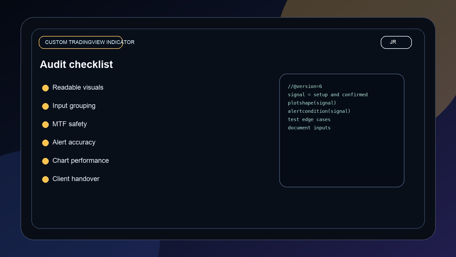 Custom TradingView Indicator Development by Jayadev Rana audit image