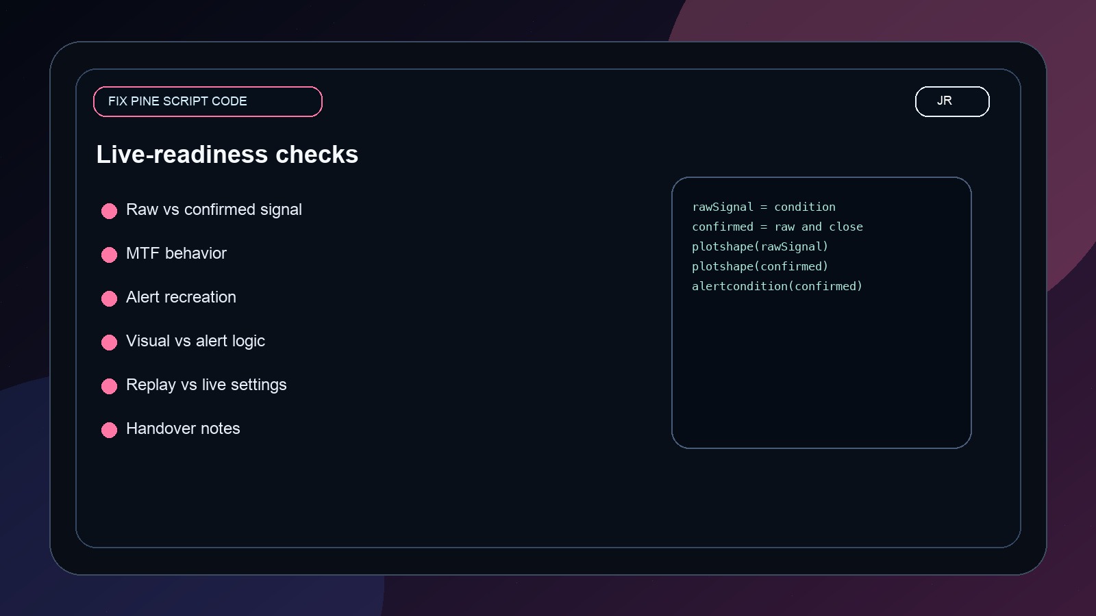 How I Debug a Pine Script Indicator That Looks Right but Fails Live audit image