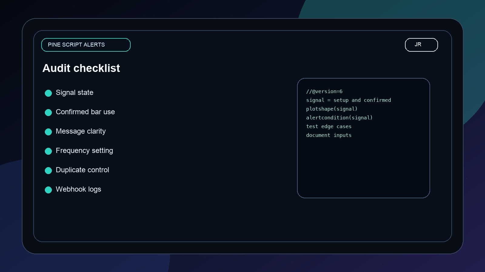 Pine Script Alerts by Jayadev Rana: Reliable TradingView Alert Design audit image