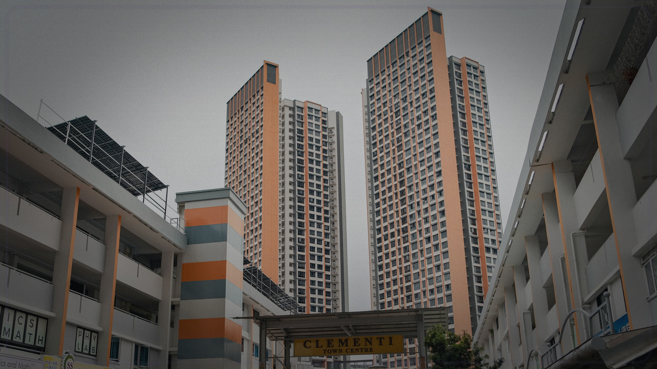 Clementi Singapore themed Pine Script service cover with dark market grading