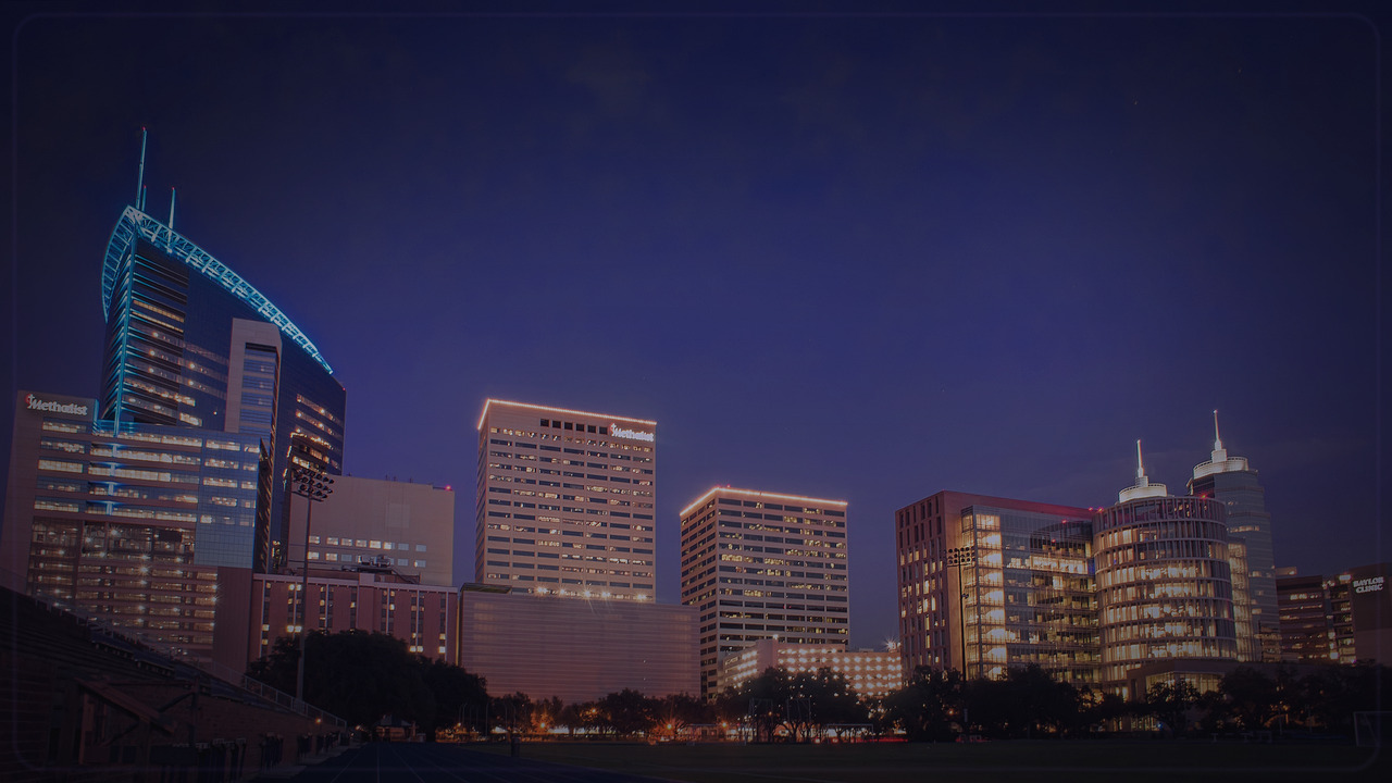 Houston skyline themed Pine Script service cover with dark market grading