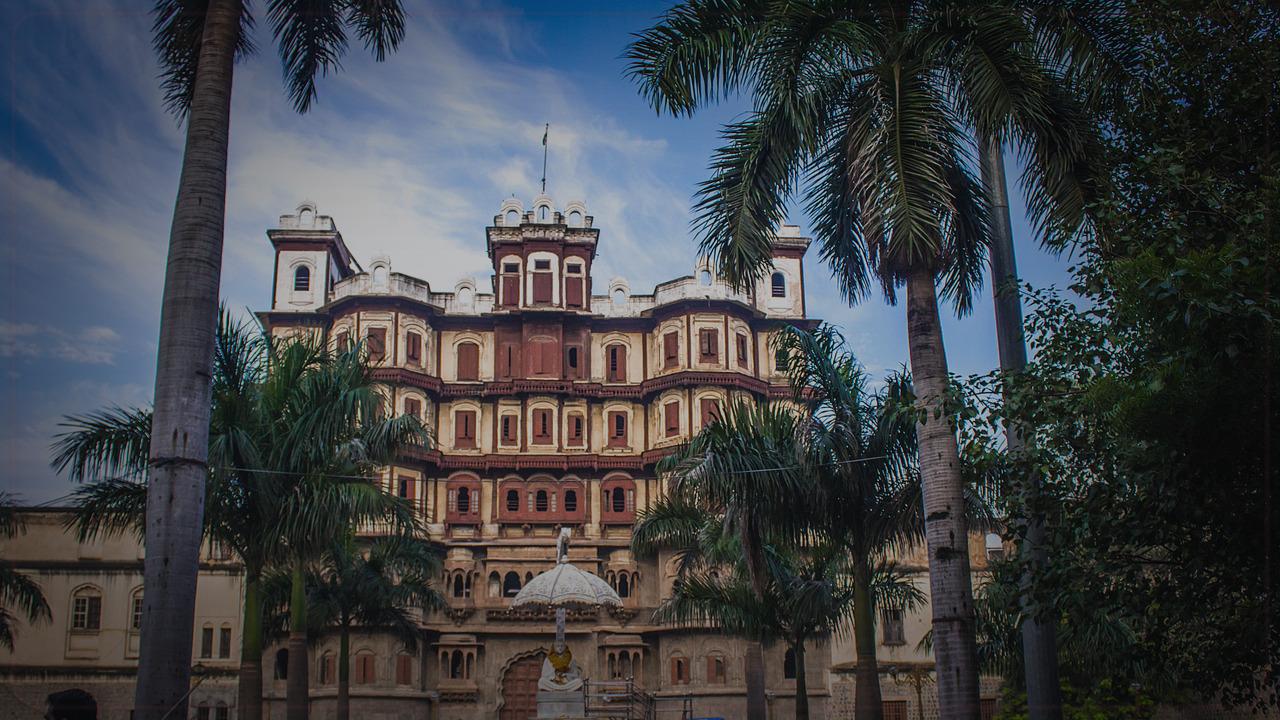 Indore India skyline themed Pine Script service cover with dark market grading