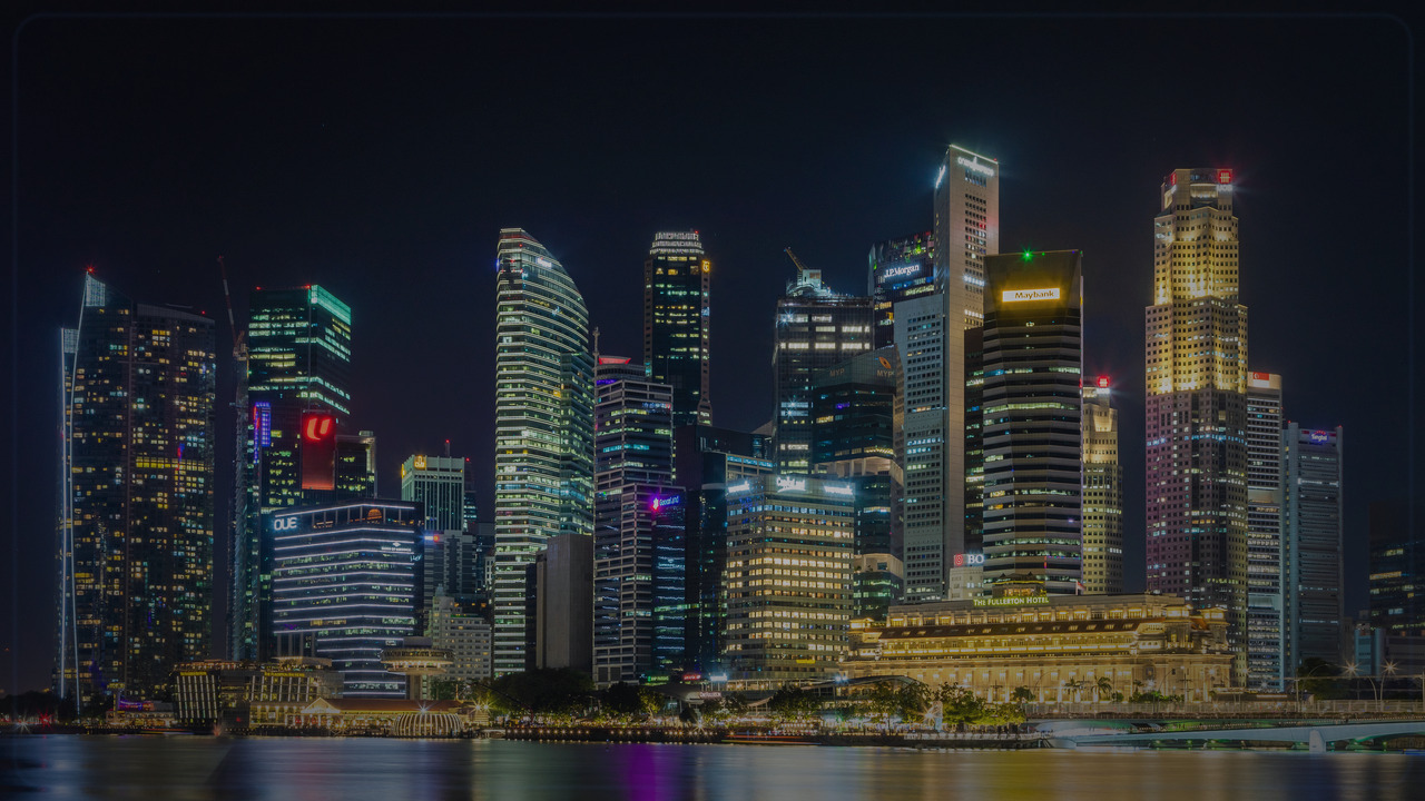 Marina Bay Singapore themed Pine Script service cover with dark market grading