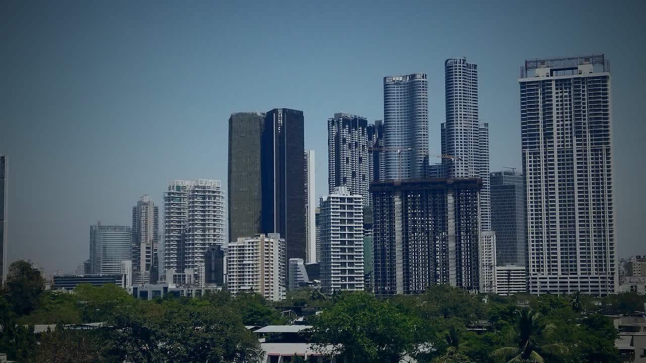 Mumbai skyline with dark blue grading for a Pine Script developer article