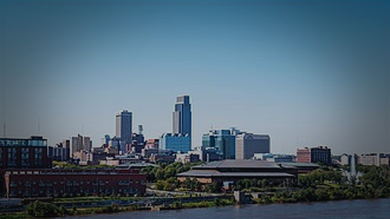 Omaha skyline themed Pine Script service cover with dark market grading