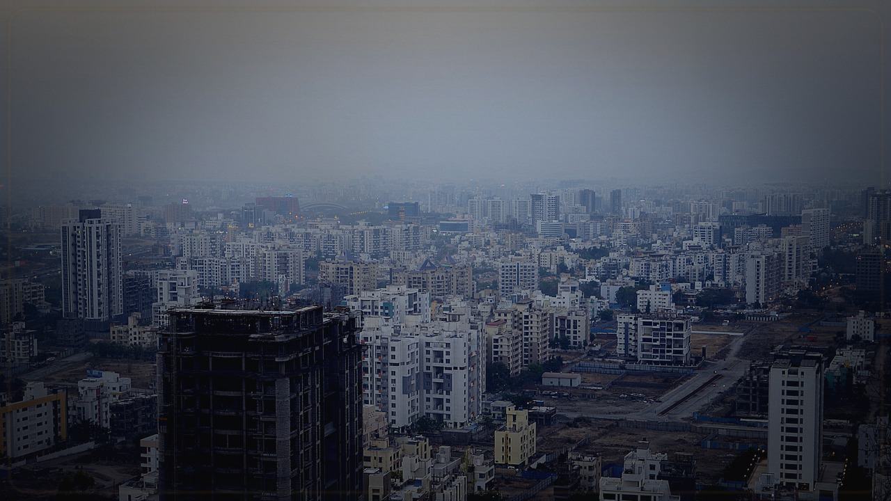 Pune-themed Pine Script service cover with dark blue and amber grading
