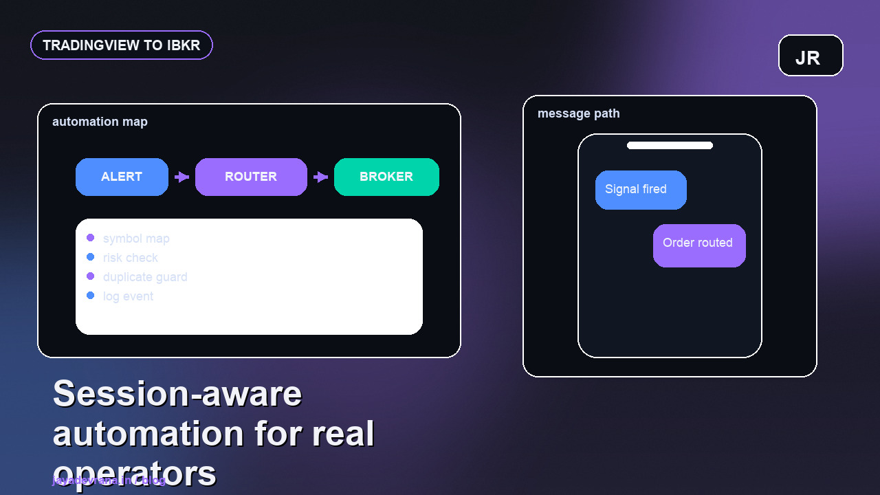 TradingView to IBKR automation concept with dark institutional trading visuals