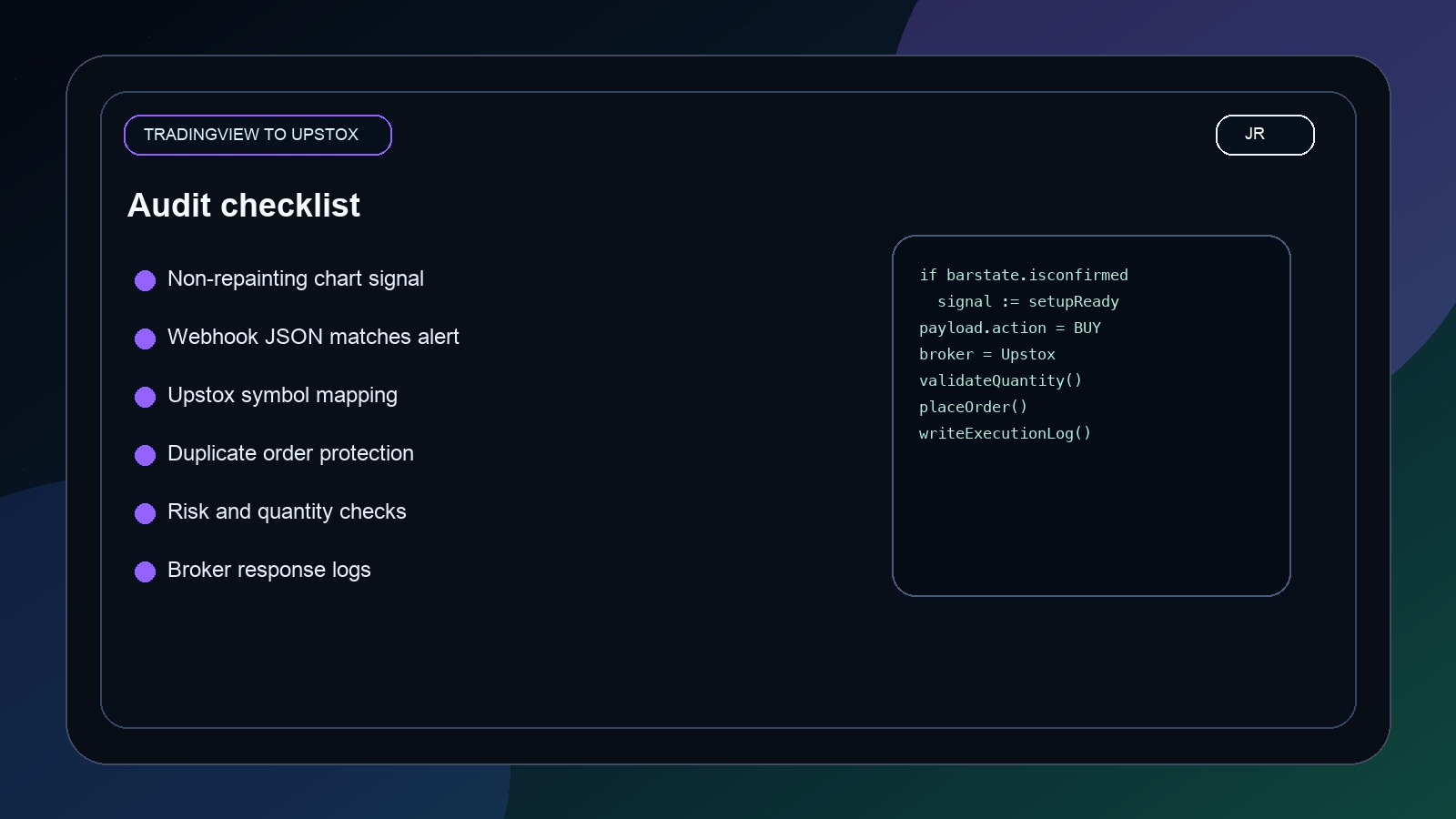 TradingView to Upstox Automation Audit by Jayadev Rana audit image