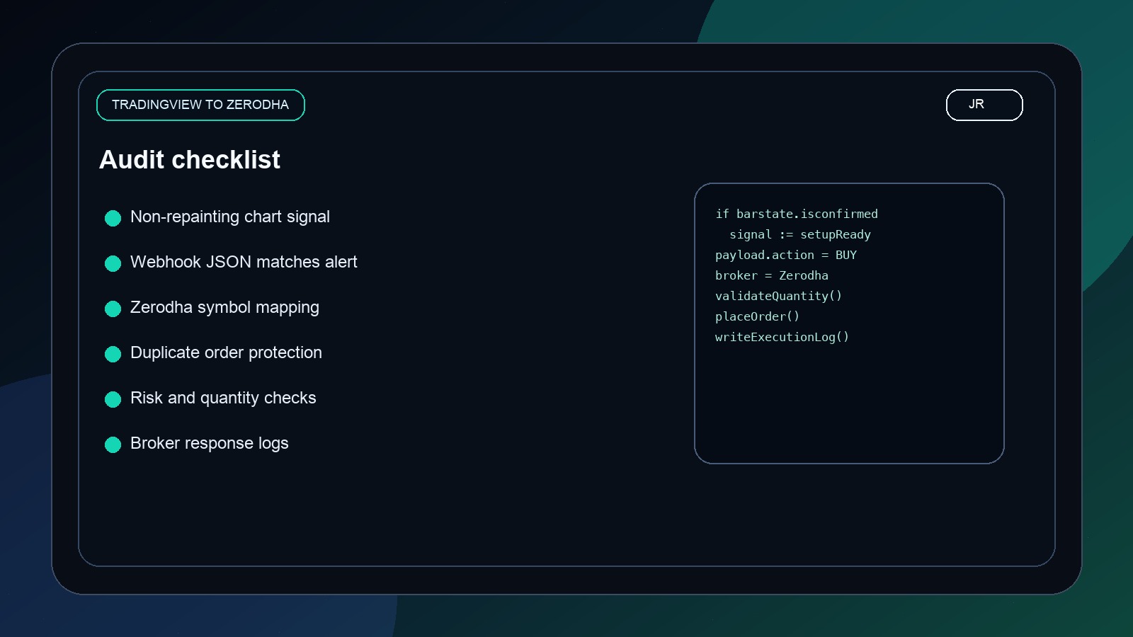 TradingView to Zerodha Automation Audit by Jayadev Rana audit image