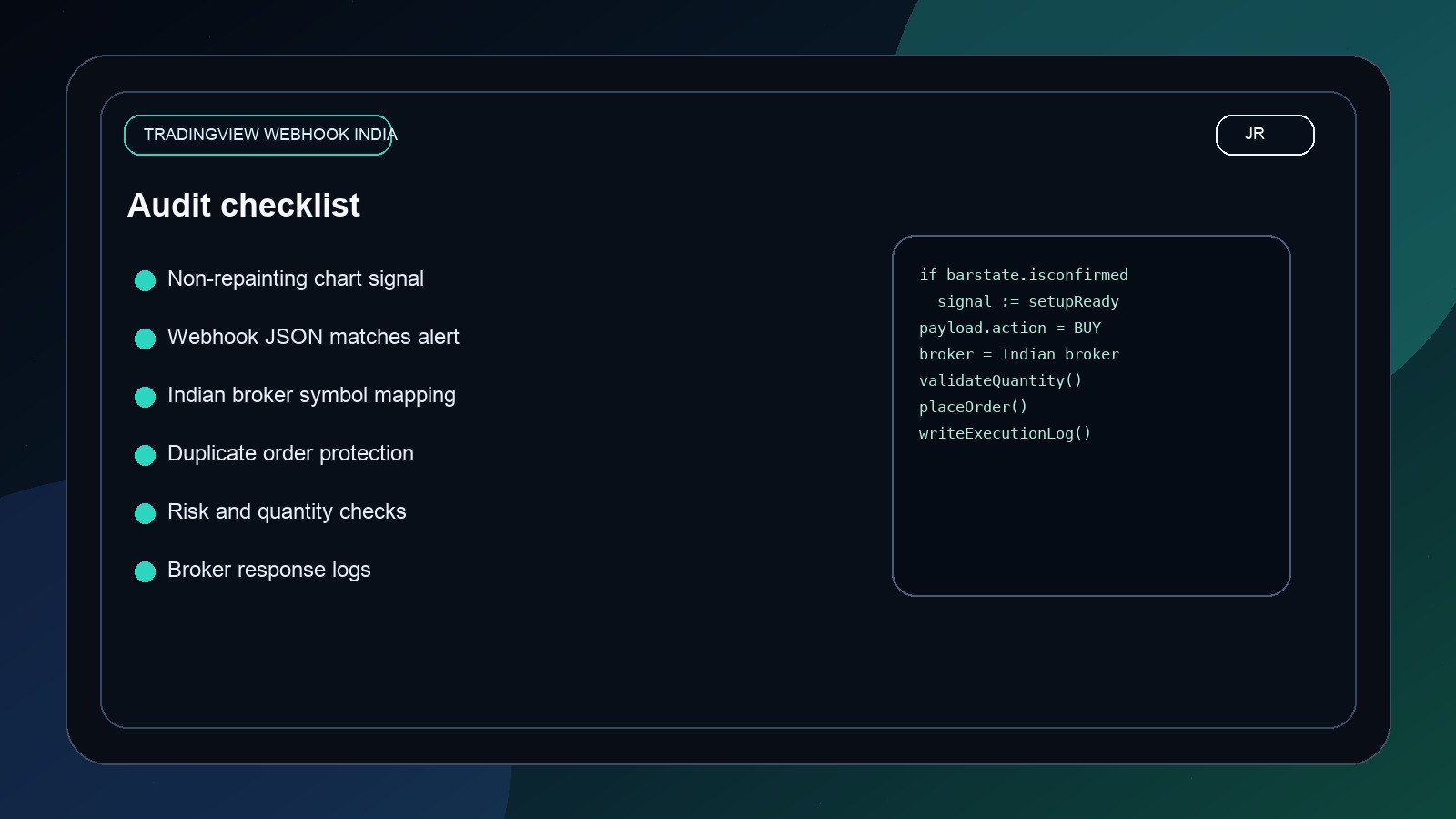 TradingView Webhook India: Safe Alert-to-Broker Design by Jayadev Rana audit image