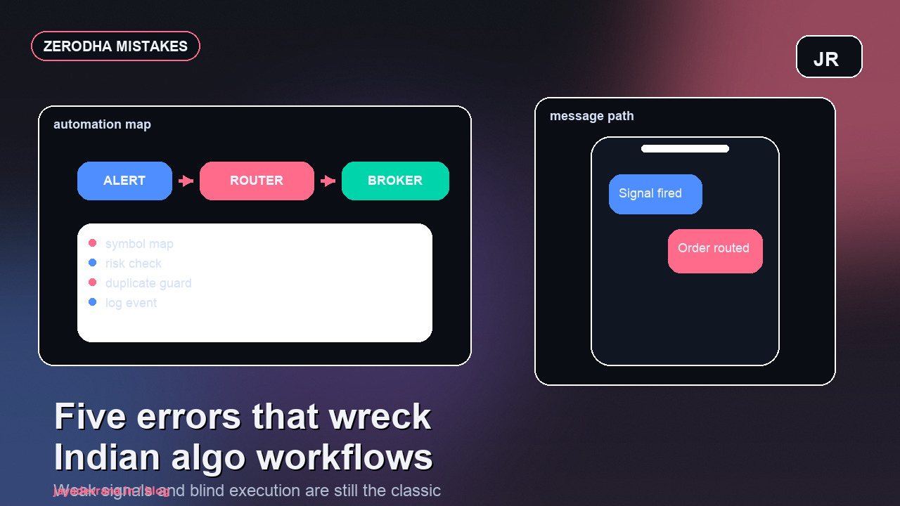 Zerodha algo trading mistakes concept image with dark finance styling