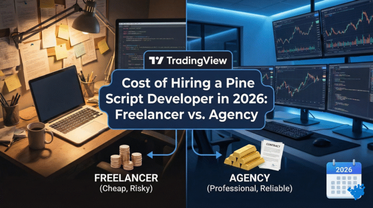 Comparison of hiring costs for Pine Script developers in 2026: Freelancer rates vs Professional Agency fees for automated trading strategies.